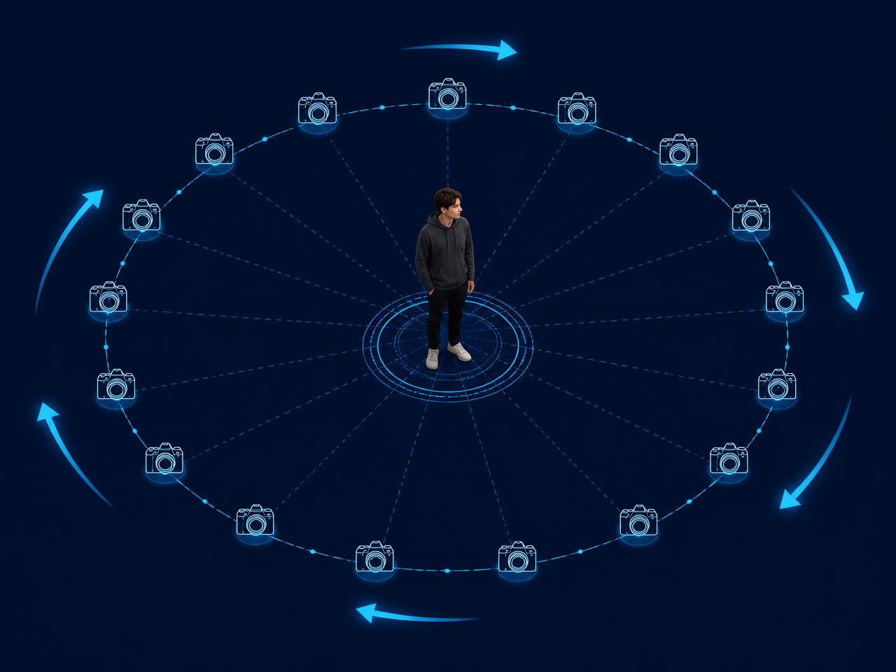 Diagram showing how to photograph a subject every 15 degrees in a full circle